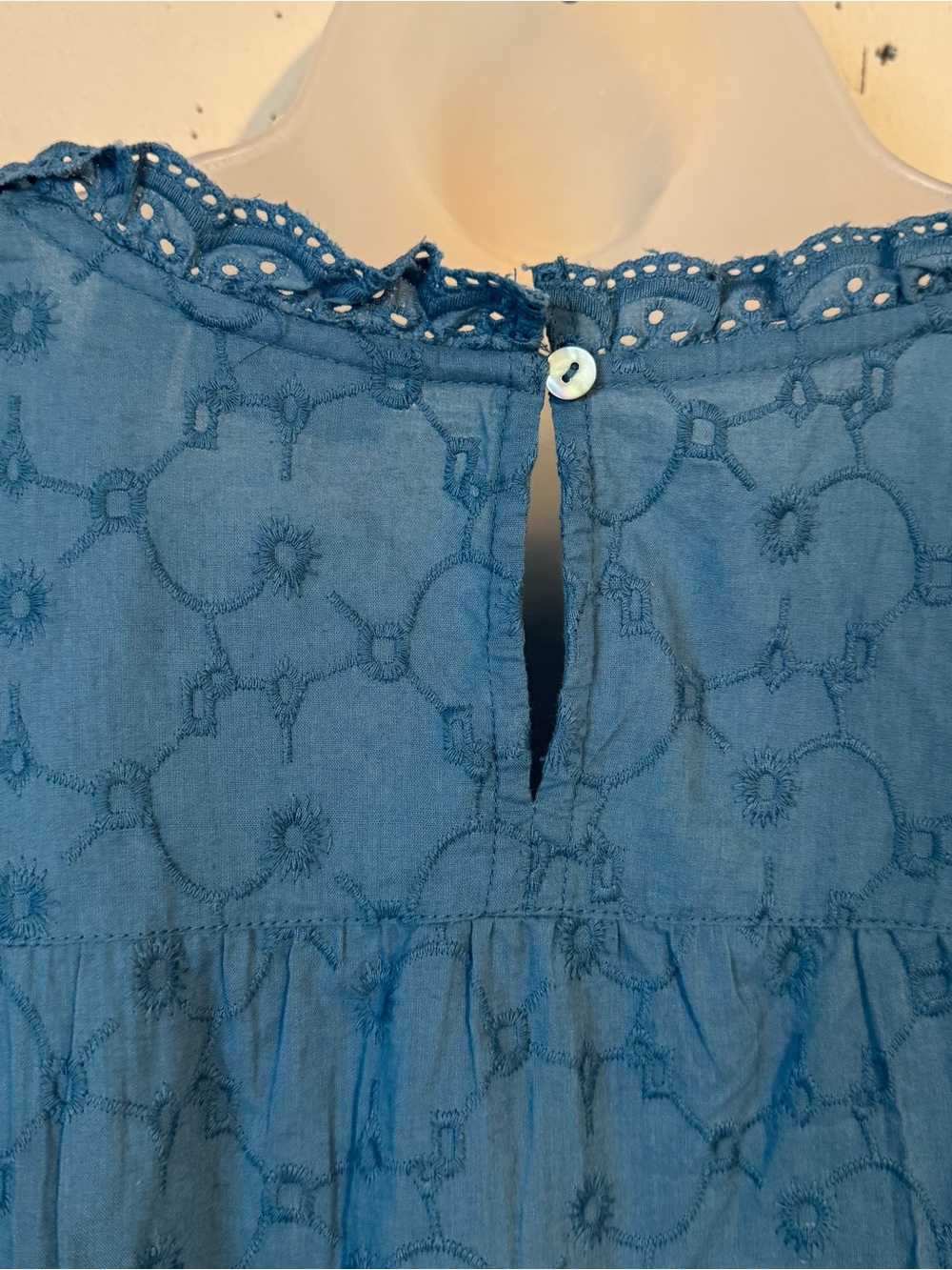 LOGO by Lori Goldstein Teal Eyelet Ruffle Peasant Top   XLARGE   #Q - Picture 6 of 9